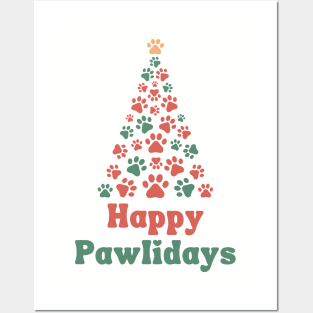 Happy Pawlidays Christmas Paws Posters and Art
